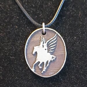Silver Pegasus Pendant Necklace